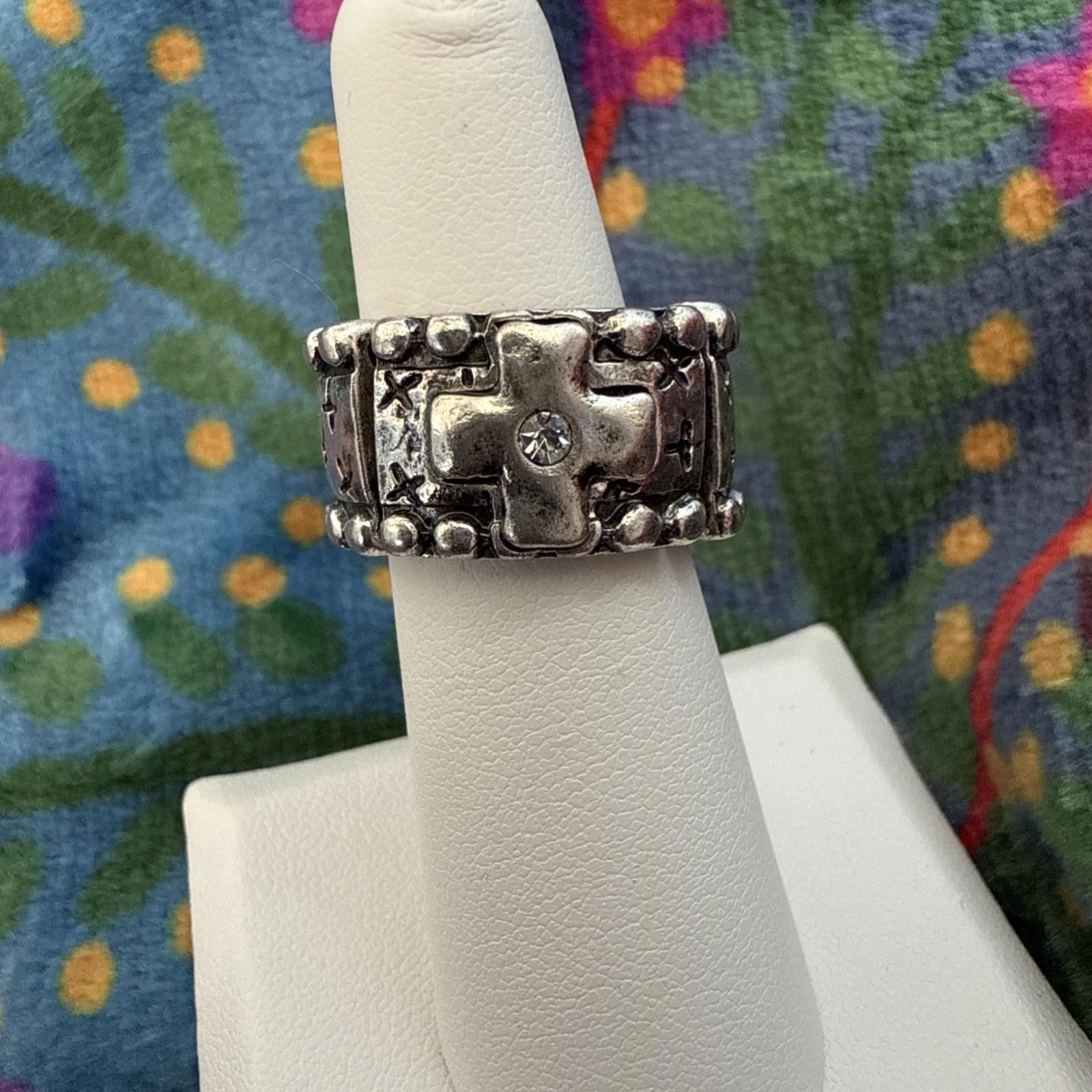 Nwt Hammered Silver Tone Rustic Western Cowgirl Boho Stretch Ring